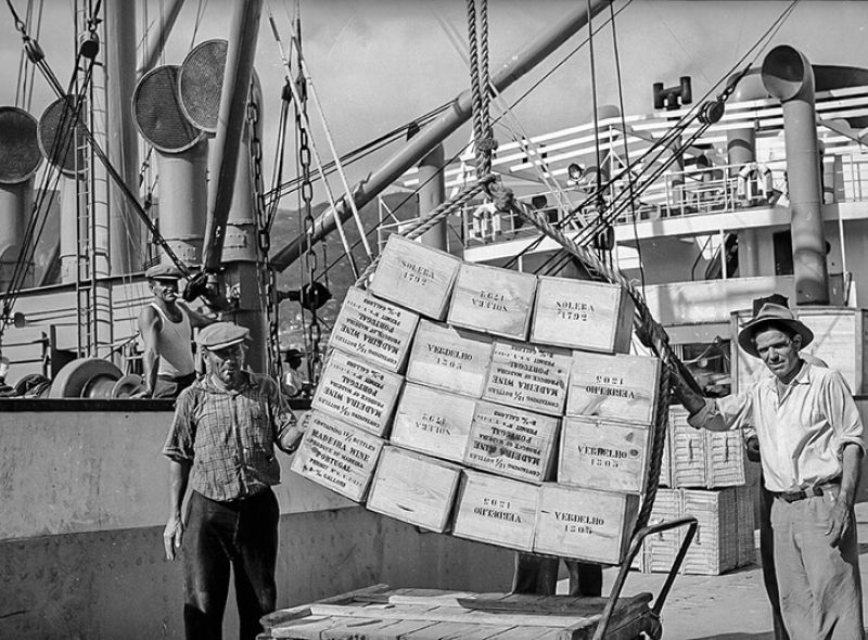 Loading wine in Funchal Harbour