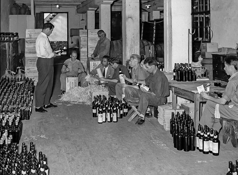 Labelling bottles of Madeira Wine